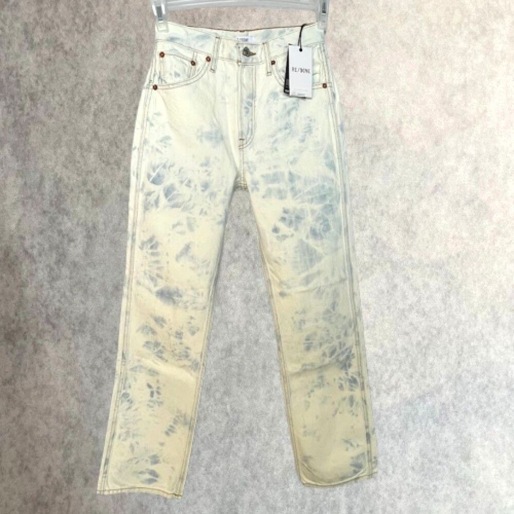 Re/Done 90s High Rise Loose Jeans Womens Size 24 Sunbleached Straight Leg $275